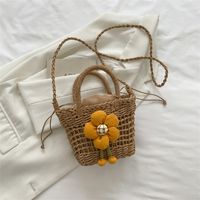 Vacation Floral Soft Surface Square Zipper Straw Bag sku image 4