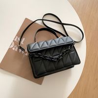 Women's Pu Leather Stripe Vintage Style Embossing Square Zipper Crossbody Bag sku image 2