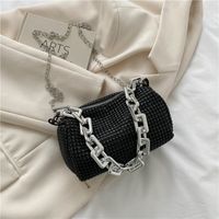 Women's Pu Leather Solid Color Fashion Rhinestone Square Zipper Crossbody Bag sku image 1