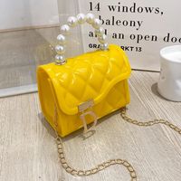 Women's Small Pvc Solid Color Fashion Square Lock Clasp Handbag Crossbody Bag Jelly Bag sku image 4