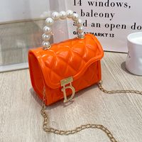 Women's Small Pvc Solid Color Fashion Square Lock Clasp Handbag Crossbody Bag Jelly Bag sku image 5