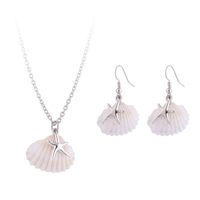 Beach Starfish Shell Alloy Earrings Necklace 1 Set main image 3