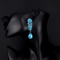 Glam Geometric Alloy Inlay Crystal Drop Earrings main image 3