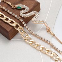 Fashion Snake Alloy Plating Rhinestone Bracelets 3 Pieces main image 2