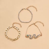 Fashion Snake Alloy Plating Rhinestone Bracelets 3 Pieces main image 4