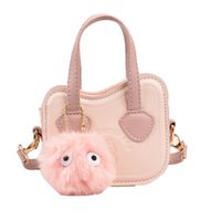 Girl's Pu Leather Solid Color Cute Hairball Square Magnetic Buckle Crossbody Bag main image 5