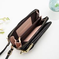 Basic Solid Color Square Zipper Phone Wallet main image 1