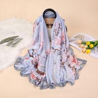 Fashion Flower Satin Printing Silk Scarves sku image 3