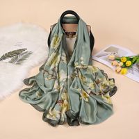 Fashion Flower Satin Printing Silk Scarves main image 1