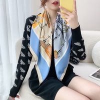 Elegant Color Block Satin Printing Polyester Scarves sku image 40