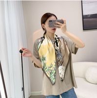 Elegant Color Block Satin Printing Polyester Scarves sku image 57