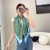 Elegant Color Block Satin Printing Polyester Scarves sku image 10