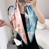 Elegant Color Block Satin Printing Polyester Scarves sku image 16