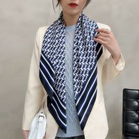 Elegant Color Block Satin Printing Polyester Scarves sku image 64