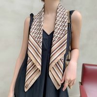 Elegant Color Block Satin Printing Polyester Scarves sku image 65