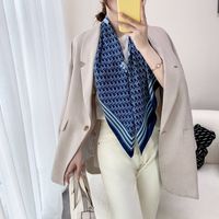 Elegant Color Block Satin Printing Polyester Scarves sku image 116