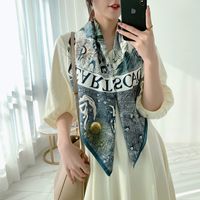 Elegant Color Block Satin Printing Polyester Scarves sku image 26