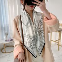 Elegant Color Block Satin Printing Polyester Scarves sku image 111