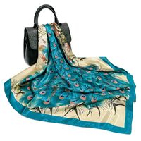 Fashion Peacock Satin Printing Silk Scarves main image 6