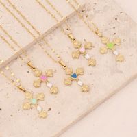 Fashion Cross Heart Shape Flower Stainless Steel Pendant Necklace Dripping Oil No Inlaid Stainless Steel Necklaces main image 2