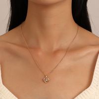 Fashion Heart Shape Copper Rhinestone Pendant Necklace main image 1