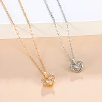 Fashion Heart Shape Copper Rhinestone Pendant Necklace main image 3