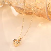 Fashion Heart Shape Copper Rhinestone Pendant Necklace main image 5
