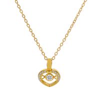 Fashion Heart Shape Copper Rhinestone Pendant Necklace sku image 1