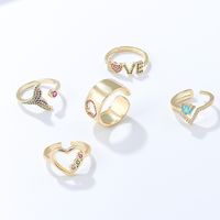 Fashion Love Chevron Heart Shape Copper Rings Plating Diamond Zircon Copper Rings main image 5