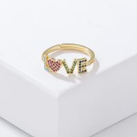 Fashion Love Chevron Heart Shape Copper Rings Plating Diamond Zircon Copper Rings main image 7