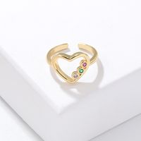 Fashion Love Chevron Heart Shape Copper Rings Plating Diamond Zircon Copper Rings main image 9