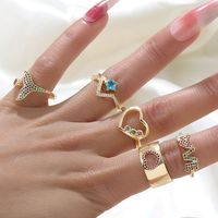 Fashion Love Chevron Heart Shape Copper Rings Plating Diamond Zircon Copper Rings main image 1