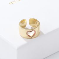 Fashion Love Chevron Heart Shape Copper Rings Plating Diamond Zircon Copper Rings sku image 2
