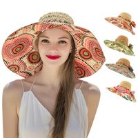 Vacation Graffiti Straw Bow Knot Straw Hat Bucket Hat main image 6