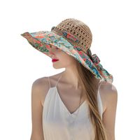 Vacation Graffiti Straw Bow Knot Straw Hat Bucket Hat main image 4