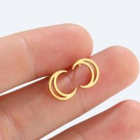 Fashion Moon Titanium Steel Ear Studs Plating No Inlaid Stainless Steel Earrings main image 1