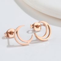 Fashion Moon Titanium Steel Ear Studs Plating No Inlaid Stainless Steel Earrings main image 5