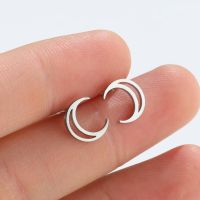 Fashion Moon Titanium Steel Ear Studs Plating No Inlaid Stainless Steel Earrings main image 3