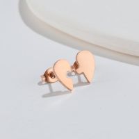 Fashion Heart Shape Titanium Steel Ear Studs Plating No Inlaid Stainless Steel Earrings main image 4