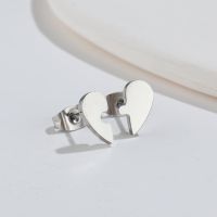 1 Pair Fashion Heart Shape Key Lightning Titanium Steel Plating Ear Studs sku image 2