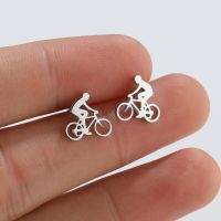 Original Design Bicycle Titanium Steel Ear Studs Plating No Inlaid Stainless Steel Earrings main image 4