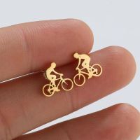 Original Design Bicycle Titanium Steel Ear Studs Plating No Inlaid Stainless Steel Earrings main image 6