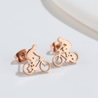 1 Pair Fashion Star Moon Wings Titanium Steel Asymmetrical Plating Hollow Out Ear Studs sku image 36