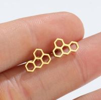 Fashion Honeycomb Titanium Steel Ear Studs Plating No Inlaid Stainless Steel Earrings main image 6