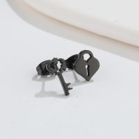 Fashion Key Lock Titanium Steel Ear Studs Plating No Inlaid Stainless Steel Earrings sku image 4