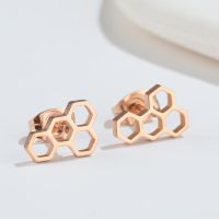 Fashion Honeycomb Titanium Steel Ear Studs Plating No Inlaid Stainless Steel Earrings main image 3