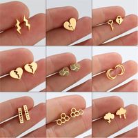 Fashion Geometric Plating 201 Stainless Steel No Inlaid 18K Gold Plated Ear Studs main image 1