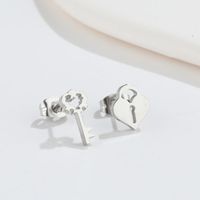 1 Pair Fashion Heart Shape Key Lightning Titanium Steel Plating Ear Studs sku image 3
