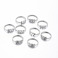 Fashion Number Stainless Steel Open Ring Plating No Inlaid Stainless Steel Rings main image 3
