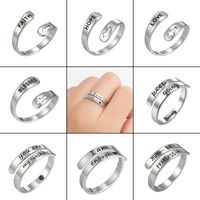 Retro Number Stainless Steel Open Ring Plating No Inlaid Stainless Steel Rings main image 1